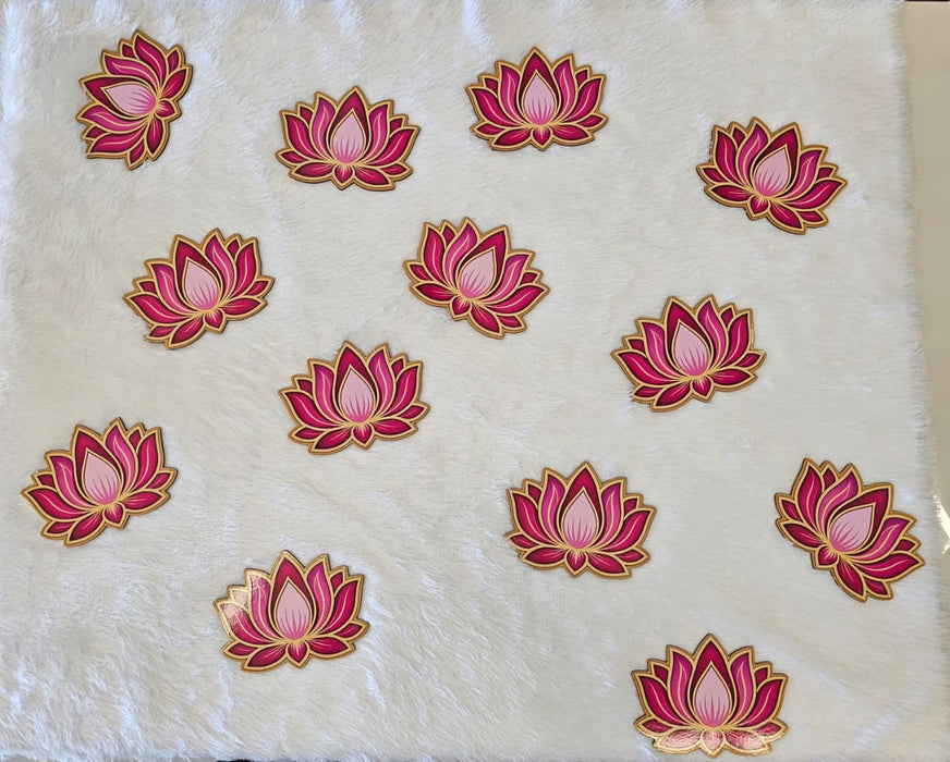 3D Look Decorative MDF Lotus Cutouts for Diwali Rangoli & Festival Decoration | Pink & Golden Lotus | 15 × 12 cm**
