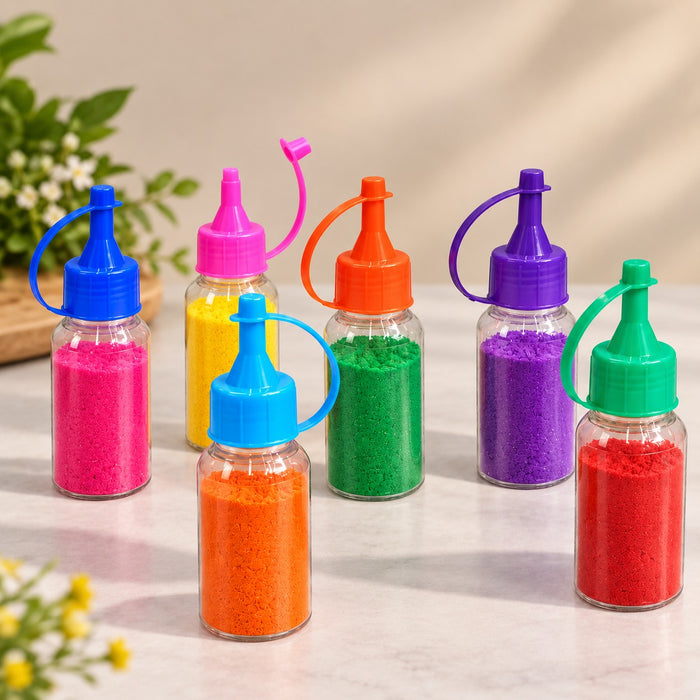 Plastic rangoli squeeze bottle, Rangoli Colour Powder Tube Kit For Diwali Decoration Items Bottles for decorate rangoli for Diwali Navratri New Year Festival.