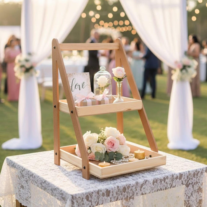 2 layer Step Style Multipurpose Decorative Pinewood  Rectangle Tray for Gift Hamper,Wedding Gifting Boxes and Decoration Purpose.