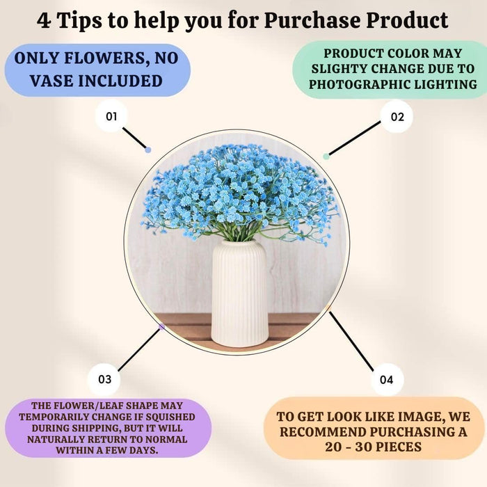Artificial Baby’s Breath Gypsy Flowers | Gypsophila Bouquet for Home Decor, Bedroom, Balcony, Garden, Birthday Surprise & Wedding Décoration (28.5 cm)