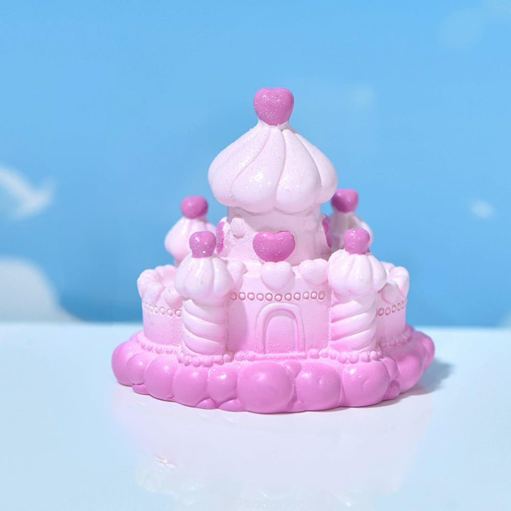 Miniature Castle Figurines | Fairy Tale Theme Decorative Showpieces for Home, Garden, Office, Desk, Cake Decoration & Gifting (Pink, Resin)