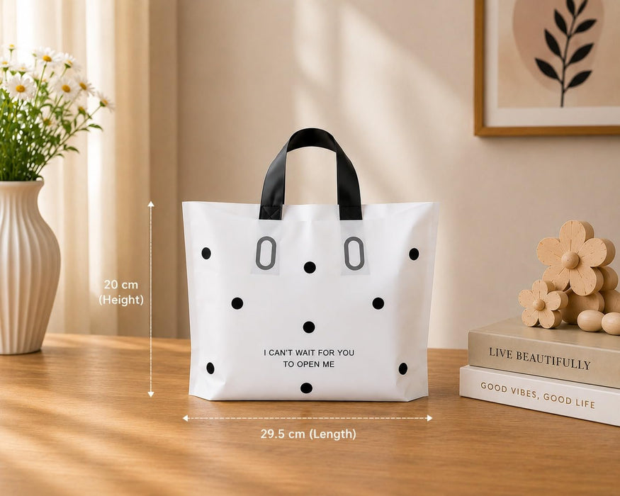 Polka Dot Plastic Frosted Gift Bag – Reusable Carry Bag for Gifts, Hampers & Return Favors