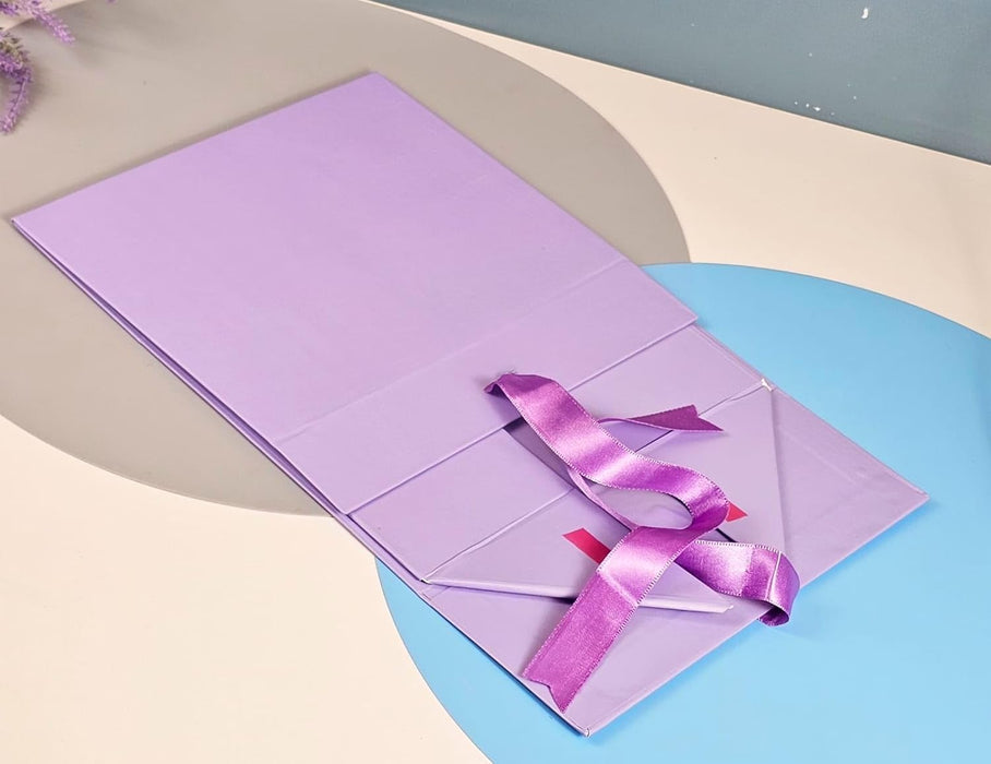 Collapsible Magnetic Gift Box with Satin Ribbon | Premium Folding Rigid Cardboard Box for Gift Hampers, Wedding, Valentine & Multipurpose Packaging