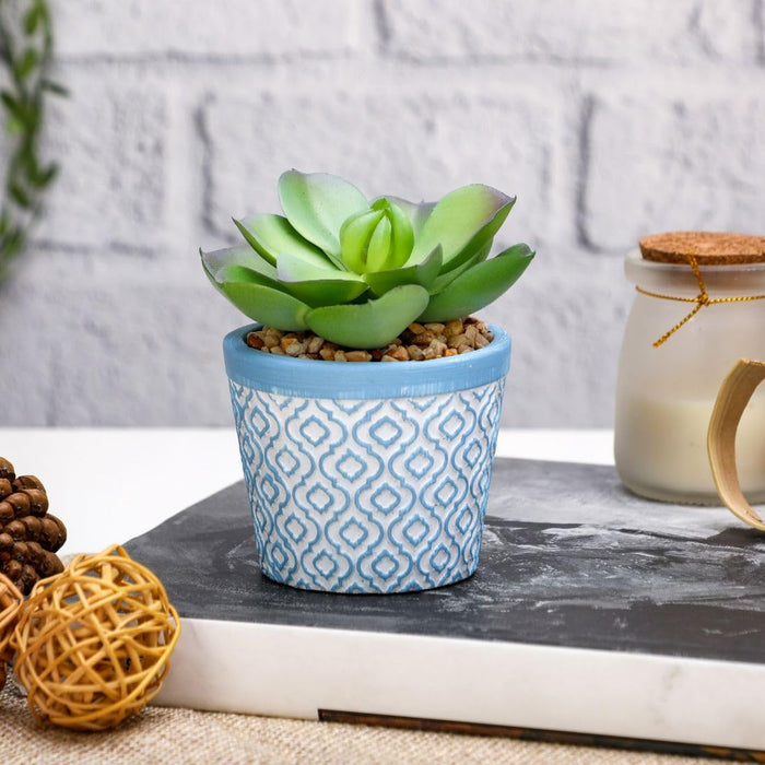 Mini Artificial Green Indoor Succulent Plant with Aesthetic Ceramic Pot to Add Charm to Your Homedecor