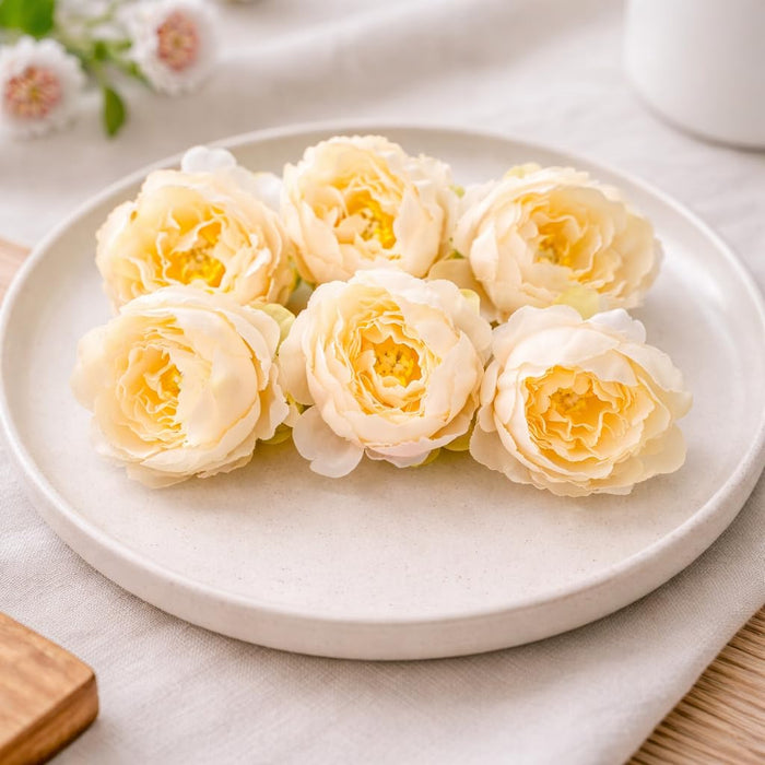 Camellia Artificial Flower Heads Rose Flowers for Home Decoration,Artificial Peony Silk Flowers, Gift, Mandir Pooja Table, Cake Decor, Bouquet Making, Backdrop, DIY Art Craft (Pack of 20)