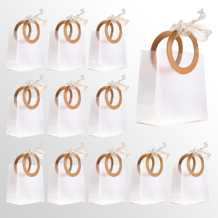 Small Size( 18.5 x 8 x 16 cm) Translucent  Bags with Round Handle Gift Paper Bag, Carry Bags, Gift Bag, Gift for Birthday, Valentine, Marriage, Festivals, Season's Greetings and Events (Small) Brown