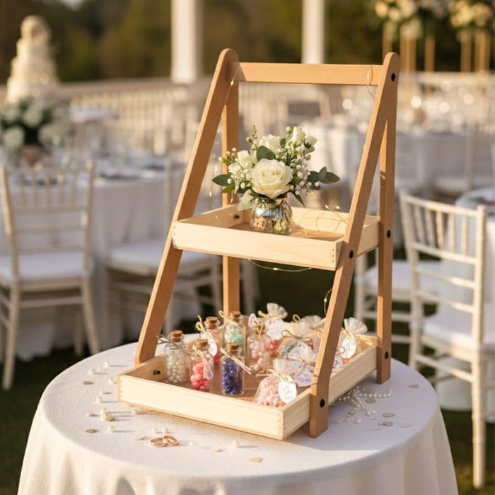 2 layer Step Style Multipurpose Decorative Pinewood  Rectangle Tray for Gift Hamper,Wedding Gifting Boxes and Decoration Purpose.