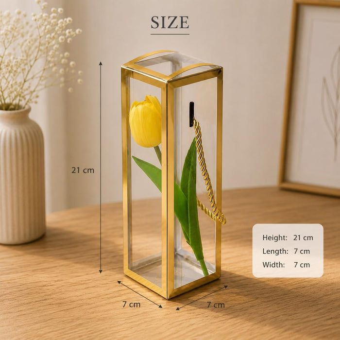 Clear Transparent Gift Box with Frame and Rope Handle for Hampers, Wedding Gifts, Return Gifts, Chocolates, Dry Fruits, Cosmetics, Baby Shower, Festive Gifting & Premium Gift Packaging (21 cm x 7 cm x 7 cm)