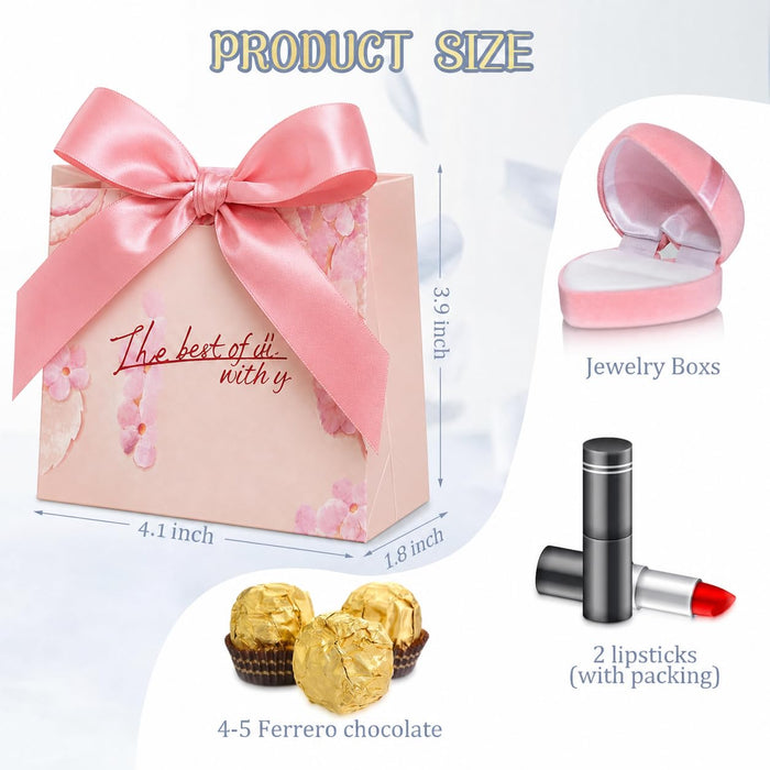 50 Pcs Floral Print Paper Gift Box for Wedding Return Gifts, Birthday Hampers, Chocolate Packaging, Dry Fruit, Jewellery, Cosmetics & Party Favour Gifting Box (Pink, Pack of 50)