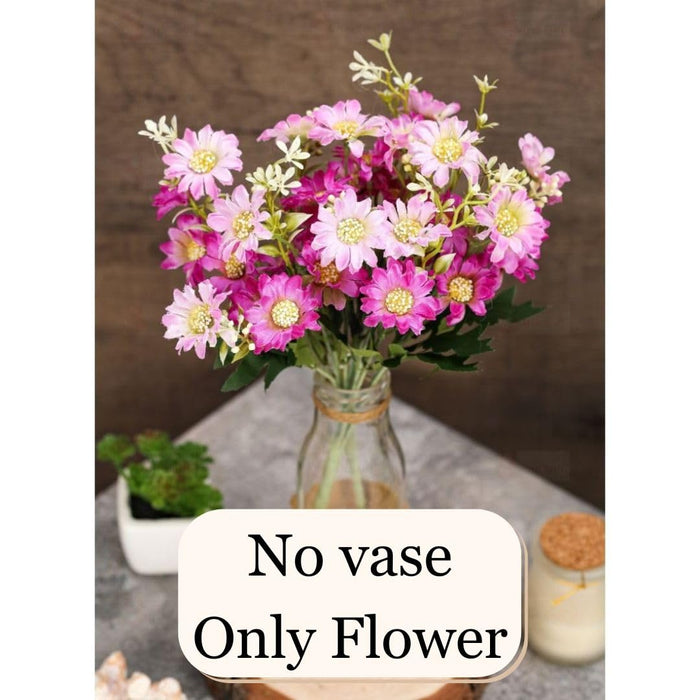 Artificial Daisy Fake Flower Bunch for Gifting, Home Decor, Bedroom, Office Corner, Living Room, Table Decor (Pack of 1)