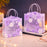 Purple Transparent Gift Bag with Floral Print    | Gift Bag for Her/Him,  hamper bag, Carry Bags, shopping gift bag, Presents, Packing, Wedding Return Gifts, Birthday, Events, Festivals (24 cm x 22 cm)