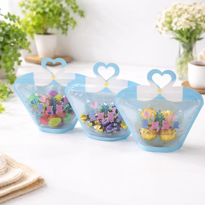 Small Bow Shape Ziplock Pouches , zipper bags for storage, gifting, travel user, kitchen zip lock Bag for jewellery, return gift, kids, birthday,Baby shower,wedding,Lightweight, for small items