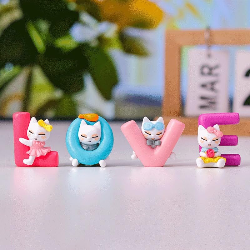 Love Letter Miniature Cat Figurines | Cute Resin Kitty Showpieces for Home Décor, Table, Office Desk, Car Dashboard, Fairy Garden & Gift for Couples, Kids & Cat Lovers