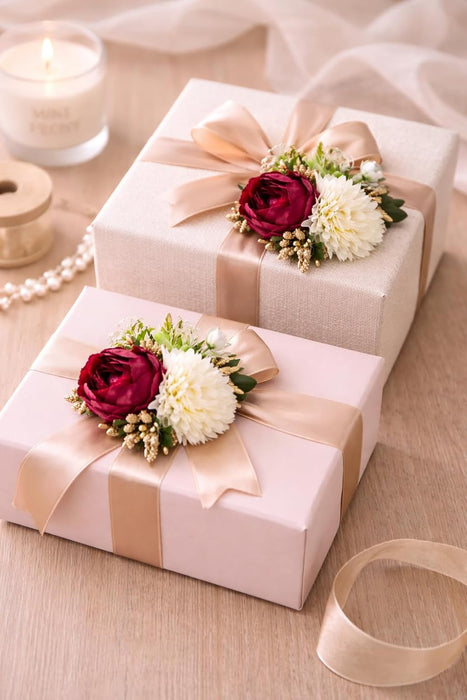 Handmade Artificial Peonies/ Rose Flower Bunch for Hamper, Flower Brooch Hamper, Trousseau Packing, Decoration, Gifting, DIY Craft & Wedding/Marriage Hamper Decors