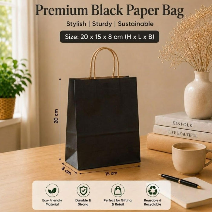 Premium Paper Gift Bag with Handle | Return Gift, Shopping & Packaging Bag | Available in Red, White, Black, Green & Brown