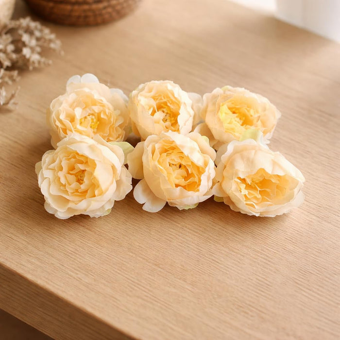 Camellia Artificial Flower Heads Rose Flowers for Home Decoration,Artificial Peony Silk Flowers, Gift, Mandir Pooja Table, Cake Decor, Bouquet Making, Backdrop, DIY Art Craft (Pack of 20)