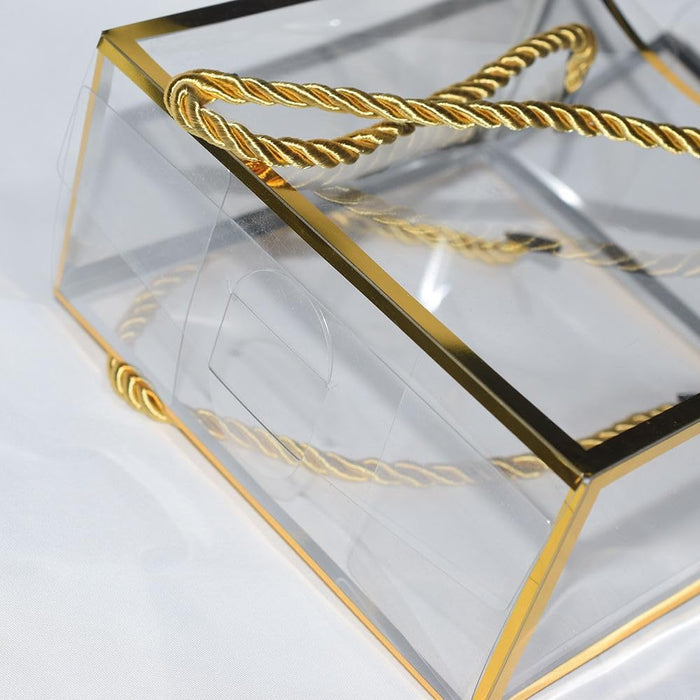 Clear Transparent Gift Box with Frame and Rope Handle for Hampers, Wedding Gifts, Return Gifts, Chocolates, Dry Fruits, Cosmetics, Baby Shower, Festive Gifting & Premium Gift Packaging (20 cm x 21 cm x 9 cm)