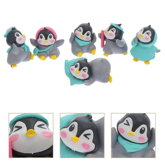 Cute Penguin Figurines Miniature Multiuse as Decorations, Cake Topper, Toys, Showpieces, Table Topper, Gift Item (Multicolor) (6 Pieces Penguin in one set)