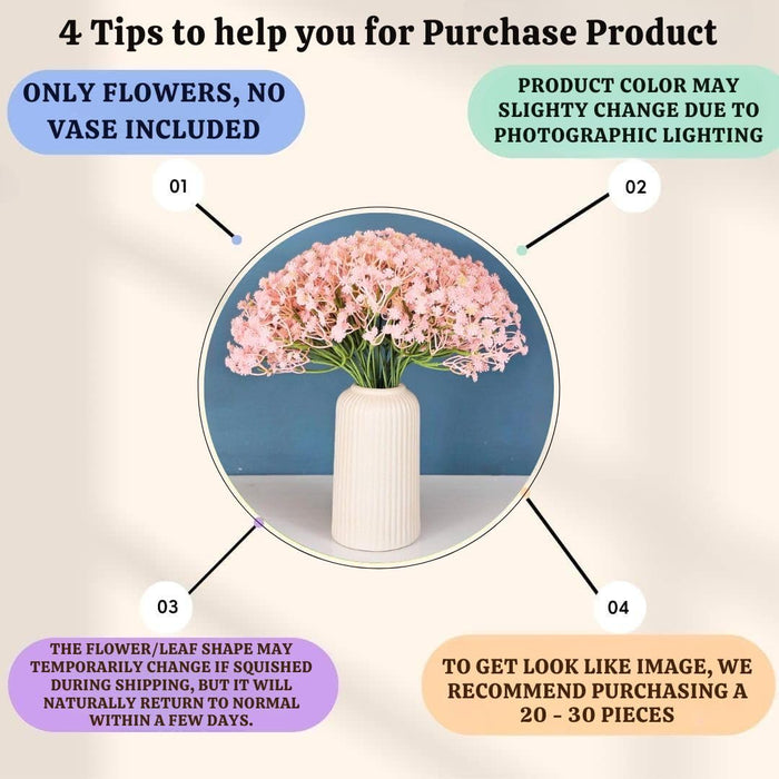 Artificial Baby’s Breath Gypsy Flowers | Gypsophila Bouquet for Home Decor, Bedroom, Balcony, Garden, Birthday Surprise & Wedding Décoration (28.5 cm)