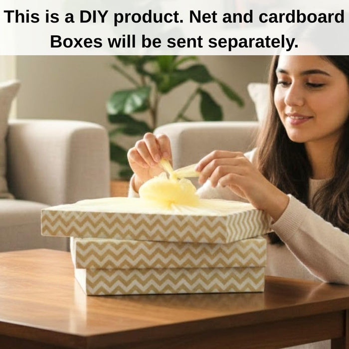 Multipurpose Decorative Folding Paper Box Net Rectangle Cardboard Box with Net DIY Tray for Gift Hamper, Gifting (Cardboard Folding Paper Box),Room Hamper,Wedding Hamper