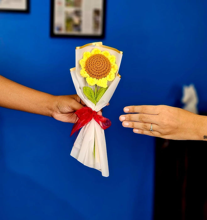 Ready to use Bouquet Artificial Flower White BabysBreath & Sunflower Gypsy Wrapped for Best Wishes,Gifting,Housewarming,Wedding,Office,Welcoming, Surprice,Gift for her/him Birthday,Anniversary