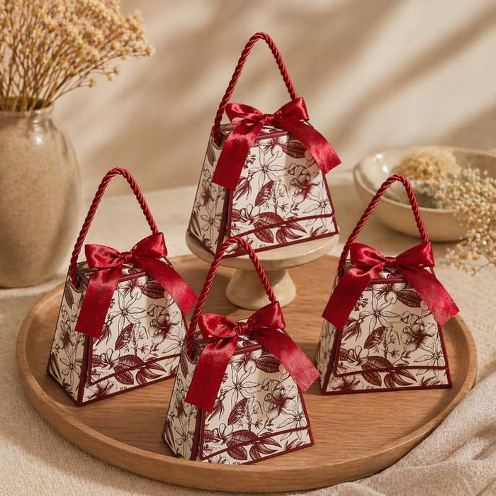 Luxury Floral Gift Box with Handle (13 x 6 x 11 cm) | Premium Chocolate & Dry Fruit Packaging Box | Return Gift Hamper Box | Available in 4 Colors