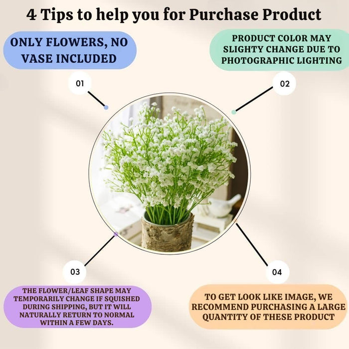 Artificial Baby’s Breath Gypsy Flowers | Gypsophila Bouquet for Home Decor, Bedroom, Balcony, Garden, Birthday Surprise & Wedding Décoration (28.5 cm)