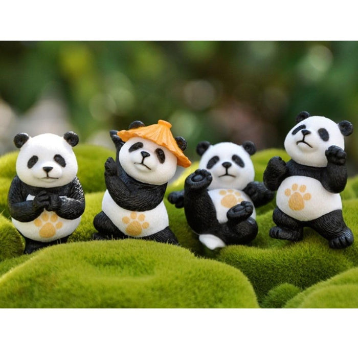 Panda Miniature Set for Unique Gift, Home,Bedroom, Living Room, Office, Restaurant Decor, Figurines and Garden Decor Items (Multicolor)(Poly Resin)(4 Pieces in 1 Set)