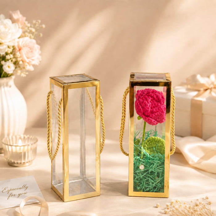 Clear Transparent Gift Box with Frame and Rope Handle for Hampers, Wedding Gifts, Return Gifts, Chocolates, Dry Fruits, Cosmetics, Baby Shower, Festive Gifting & Premium Gift Packaging (21 cm x 7 cm x 7 cm)