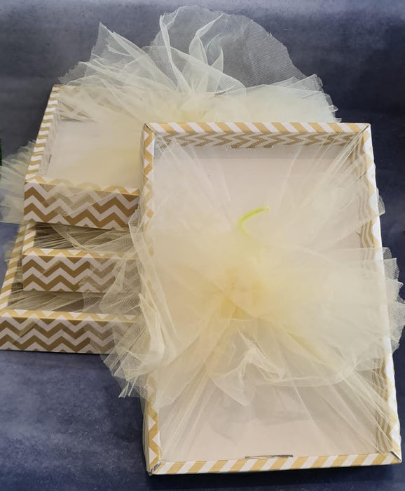 Multipurpose Decorative Folding Paper Box Net Rectangle Cardboard Box with Net DIY Tray for Gift Hamper, Gifting (Cardboard Folding Paper Box),Room Hamper,Wedding Hamper