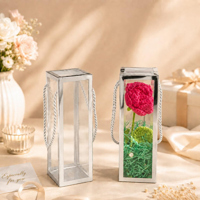 Clear Transparent Gift Box with Frame and Rope Handle for Hampers, Wedding Gifts, Return Gifts, Chocolates, Dry Fruits, Cosmetics, Baby Shower, Festive Gifting & Premium Gift Packaging (21 cm x 7 cm x 7 cm)