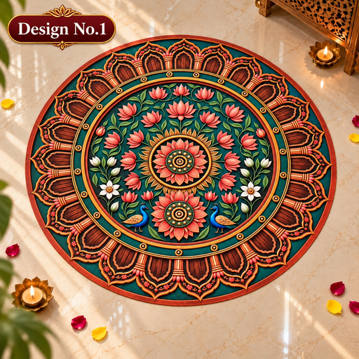 MDF 3D Rangoli | Reusable Decorative Rangoli for Diwali, Home Decor, Festive, Ganpati & Durga Puja Decoration