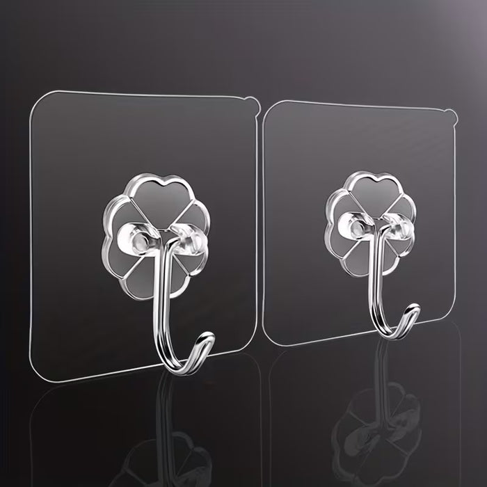 Hooks for Wall Without Drilling, Self Adhesive Hooks for Wall Heavy Duty Strong Nail Free for Hanging Photo Frame, Wall Hanger Sticky Hook,Hooks for Wall (Hanging Hook, Transparent)