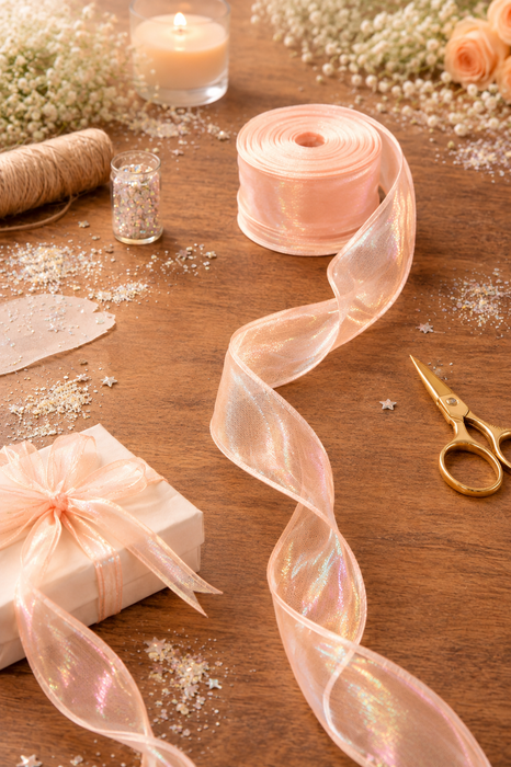 Shiny Organza Ribbon Roll for Decoration & Gift Packing – 1.5 Inch Wide Decorative Ribbon for Wedding, Hamper Packing, Craft & Gift Wrapping (Approx. 8 Meter Roll)