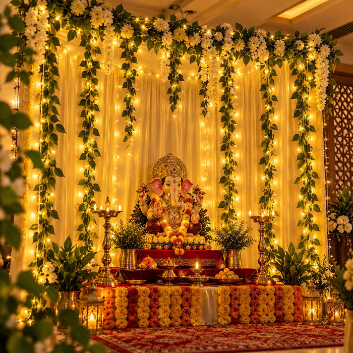 (DESIGN NO.1) LED String Lights for Home & Festival Decoration | Warm White Fairy Lights for Ganpati Mandap, Diwali, Balcony & Wedding Decor