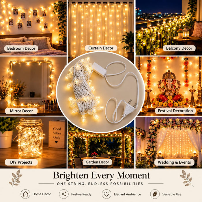 (DESIGN N0. 2) 1 PCS Decorative LED String Lights | Warm White Fairy Lights for Home, Wedding, Party & Festive Decor