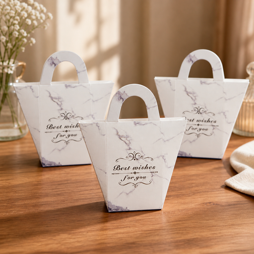50 Pcs Paper Gift Bag with Handle for Wedding Return Gifts, Birthday Gifting, Hamper Packing, Chocolate, Dry Fruit, Jewellery, Cosmetics & Party Favour Packaging (Pack of 50)