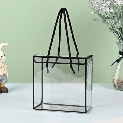 Big Square Size Trasparent Black border Bag Goodie Bags Gift bag, gift For new year Gifting, marriage Return Gifts, Birthday, Wedding, Party, Season's Greetings(Big) (Black) (25 x 10 x 25)cm