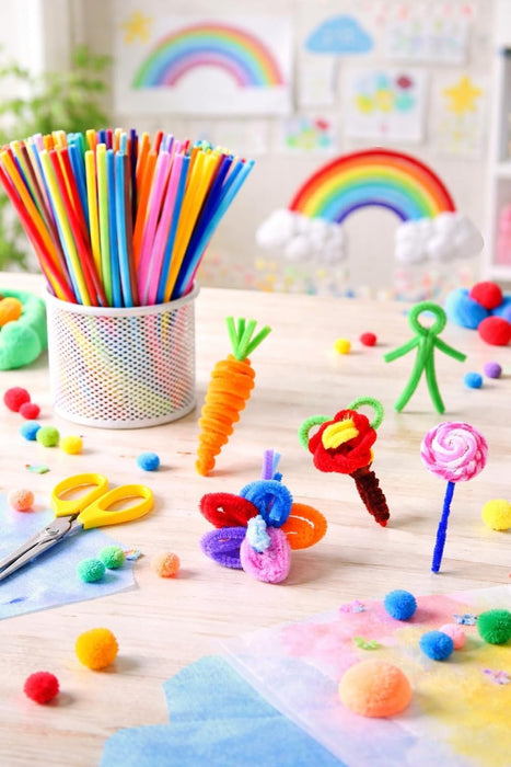 Multicolor Pipe Cleaners for Craft / Vacation – Chenille Stems for DIY Crafts, School Projects & Flower Making