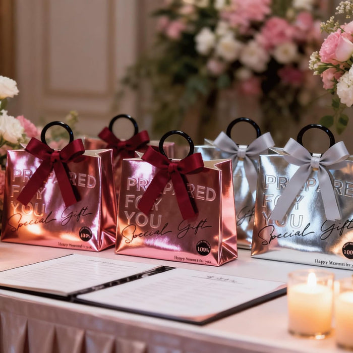 Luxury chocolate box with Ring Handle | Engagement Return Gift Box | European Style Silver Card Gift Bag for Wedding Favors & Souvenirs