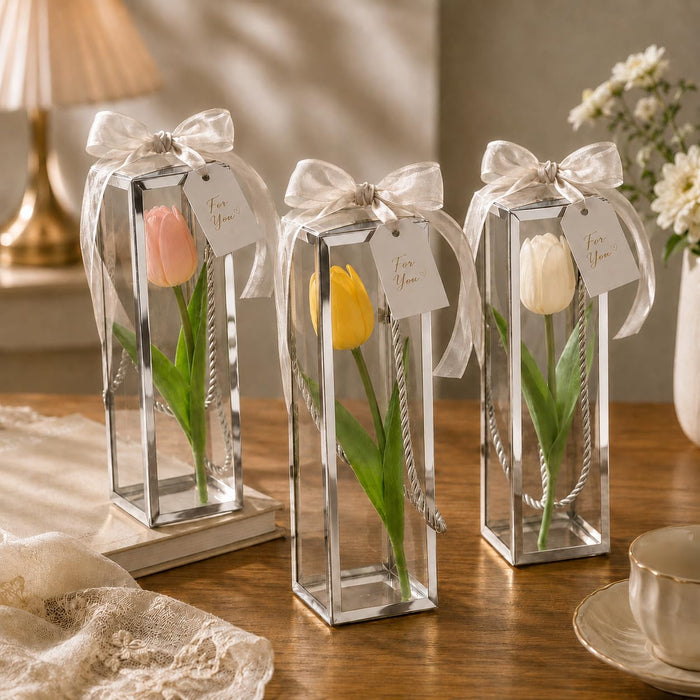 Clear Transparent Gift Box with Frame and Rope Handle for Hampers, Wedding Gifts, Return Gifts, Chocolates, Dry Fruits, Cosmetics, Baby Shower, Festive Gifting & Premium Gift Packaging (21 cm x 7 cm x 7 cm)