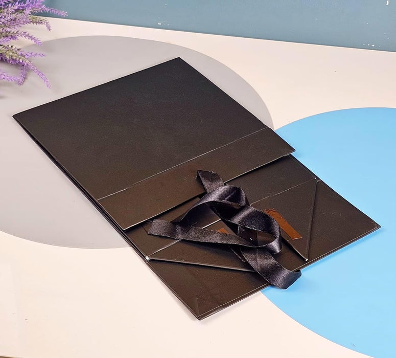 Collapsible Magnetic Gift Box with Satin Ribbon | Premium Folding Rigid Cardboard Box for Gift Hampers, Wedding, Valentine & Multipurpose Packaging