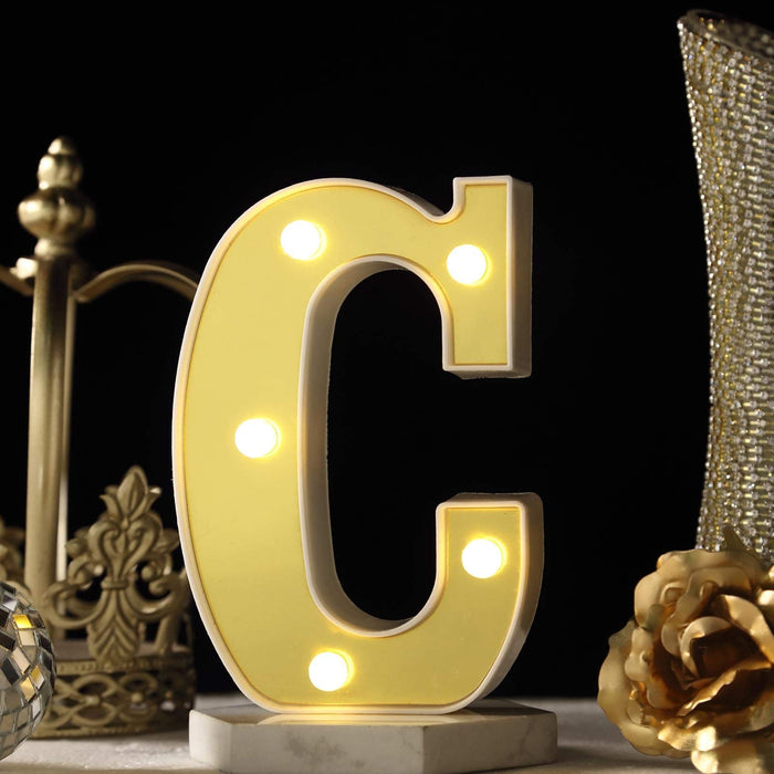 Marquee Alphabet Shaped Led Light - Asthetic Decorations Letter Light for Romantic Gift, Bedroom, Table, Home Decoration, Night Light Lamp (Golden, 1 Piece) (Letters)