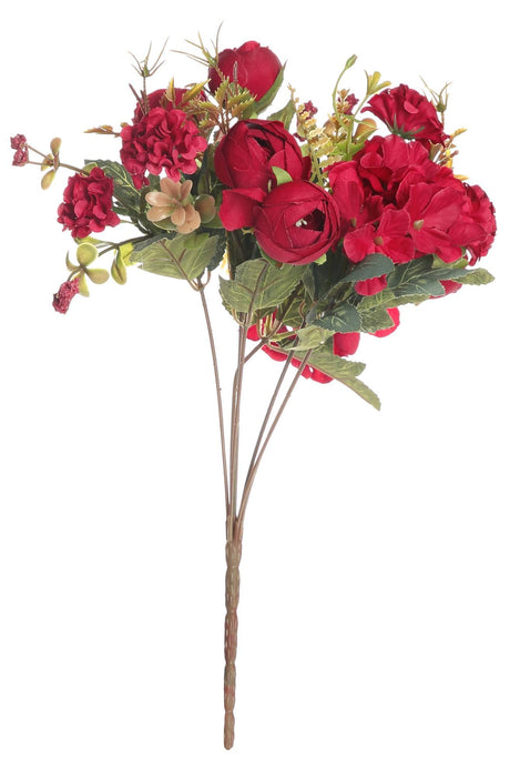 Artificial Head Rose Peony Fake Flowers Sticks Bunch decorative items for home Diwali Decor ,Room Decorations, Living Room Table Decoration Plants and Craft Items Corner ( Without Vase Pot )