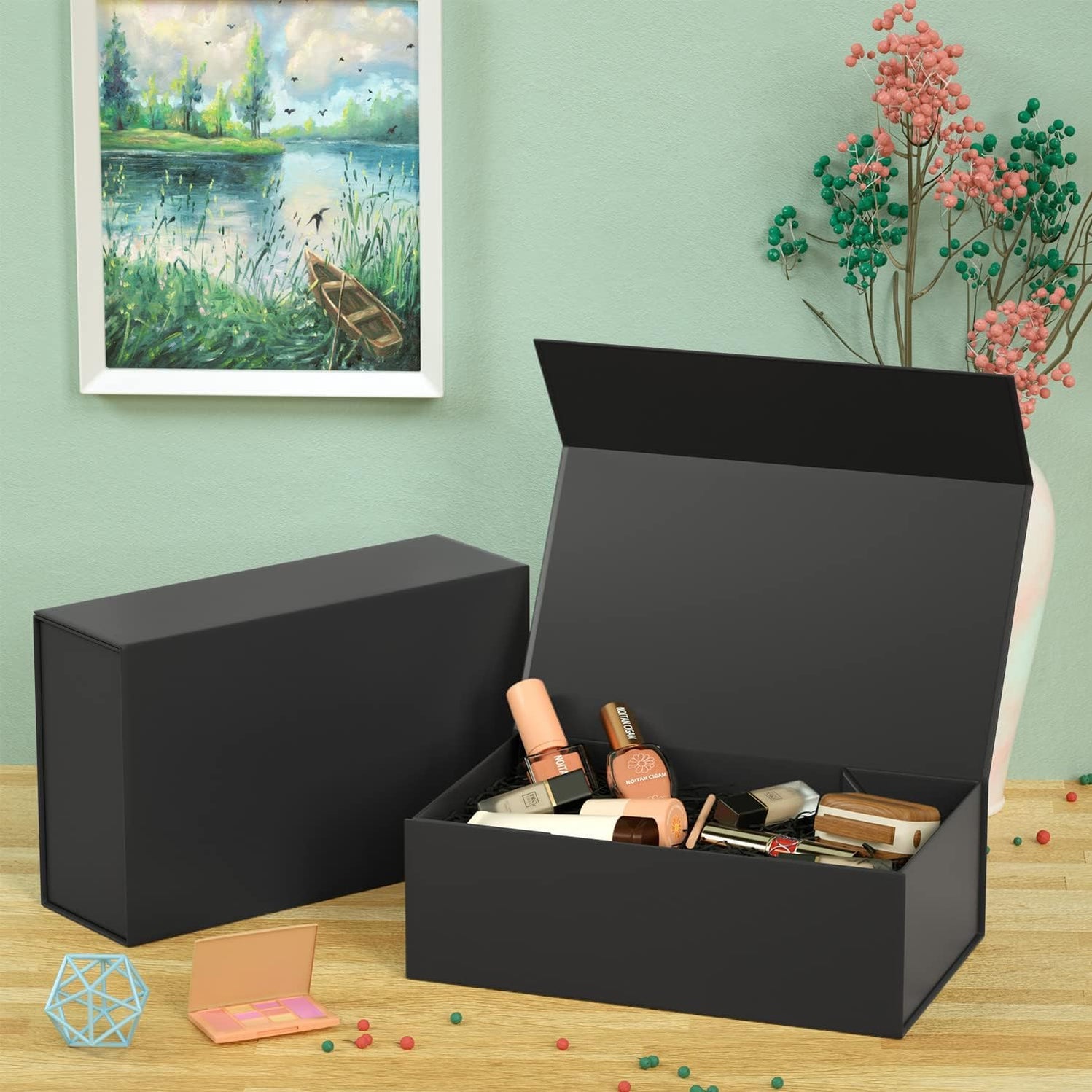 Collapsible Magnetic Gift Box with Satin Ribbon | Premium Folding Rigi ...