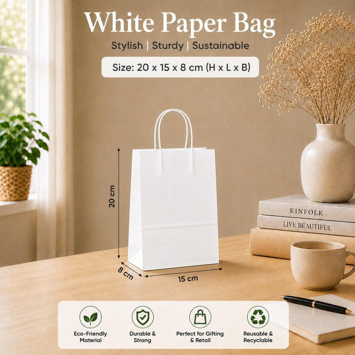 Premium Paper Gift Bag with Handle | Return Gift, Shopping & Packaging Bag | Available in Red, White, Black, Green & Brown