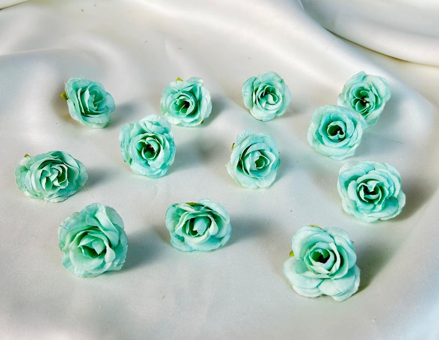 Artificial Small Rose Flowers Fake Fabric Head Rose Flowers For Home Decoration, Gift, Mandir Pooja Table, Cake Decor, Bouquet Making, Backdrop, DIY Art Craft, Diwali Items Material (4 cm)