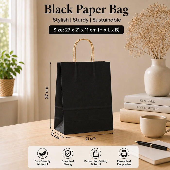 Premium Paper Gift Bag with Handle | Return Gift, Shopping & Packaging Bag | Available in Red, White, Black, Green & Brown
