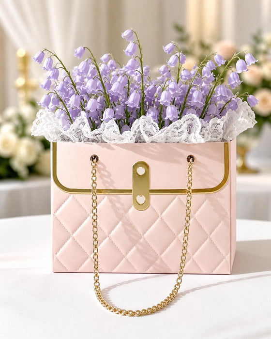 Luxury Chain Handle Gift Bag | Premium Wedding Return Gift Bag | Foldable Paper Gift Bag for Hampers & Gifting (Black, Red, Pink, White)