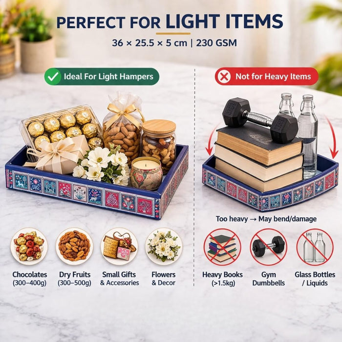 Multipurpose Decorative Viral Folding Paper Box (without net and Twister) Rectangle Cardboard Box DIY Tray for Gift Hamper, Gifting (Cardboard Folding Paper Box),Room Hamper,Wedding Hamper
